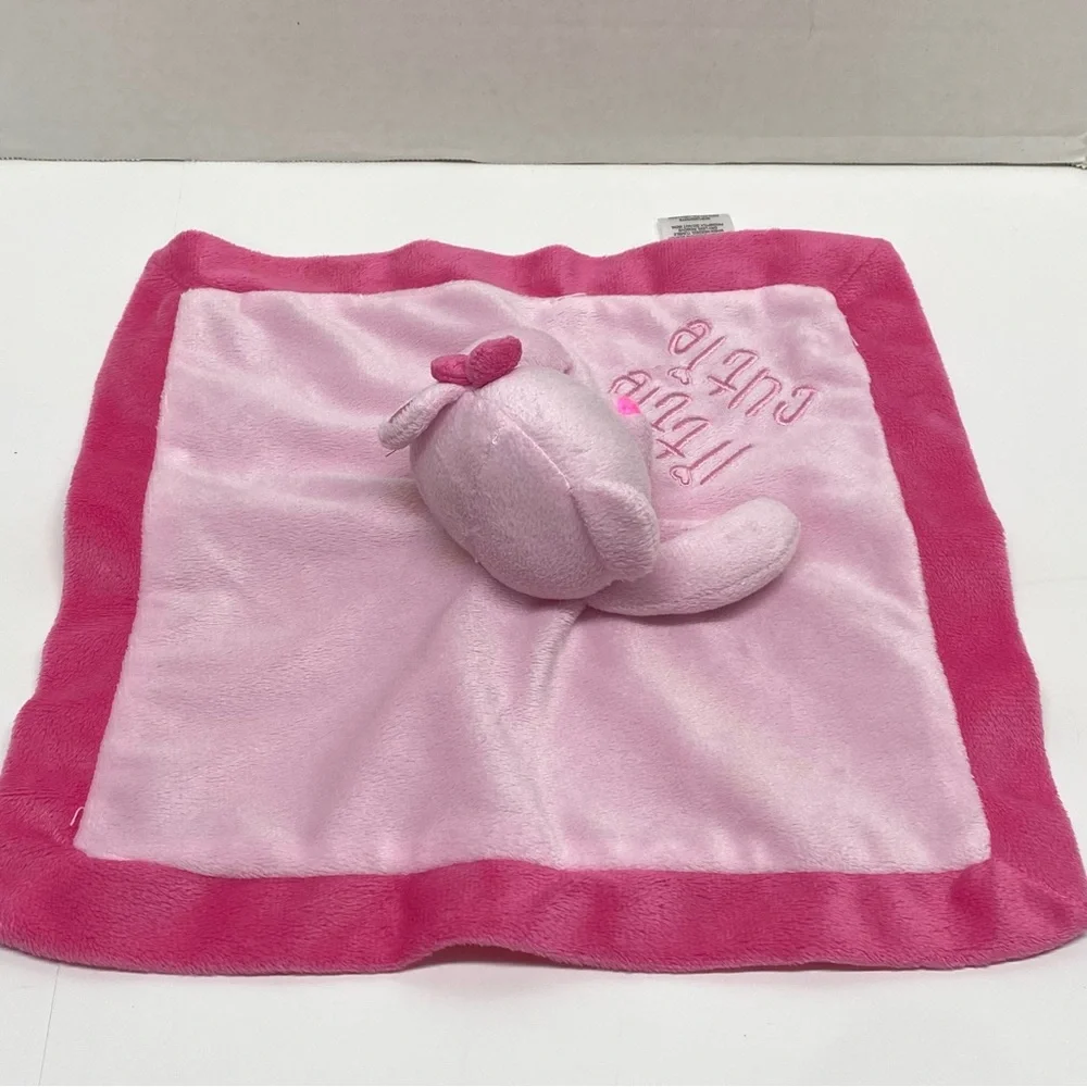 Mini Bean Little Cutie Baby Bear Lovey Security Blanket Pink Satin Trim & Back